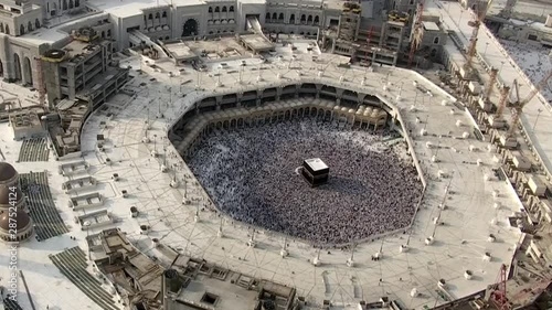 MECCA, SAUDI ARABIA,  September 2019 - Muslim pilgrims from all over the world gathered to perform Umrah or Hajj at the Haram Mosque in Mecca, Saudi Arabia, days of Hajj or Omrah