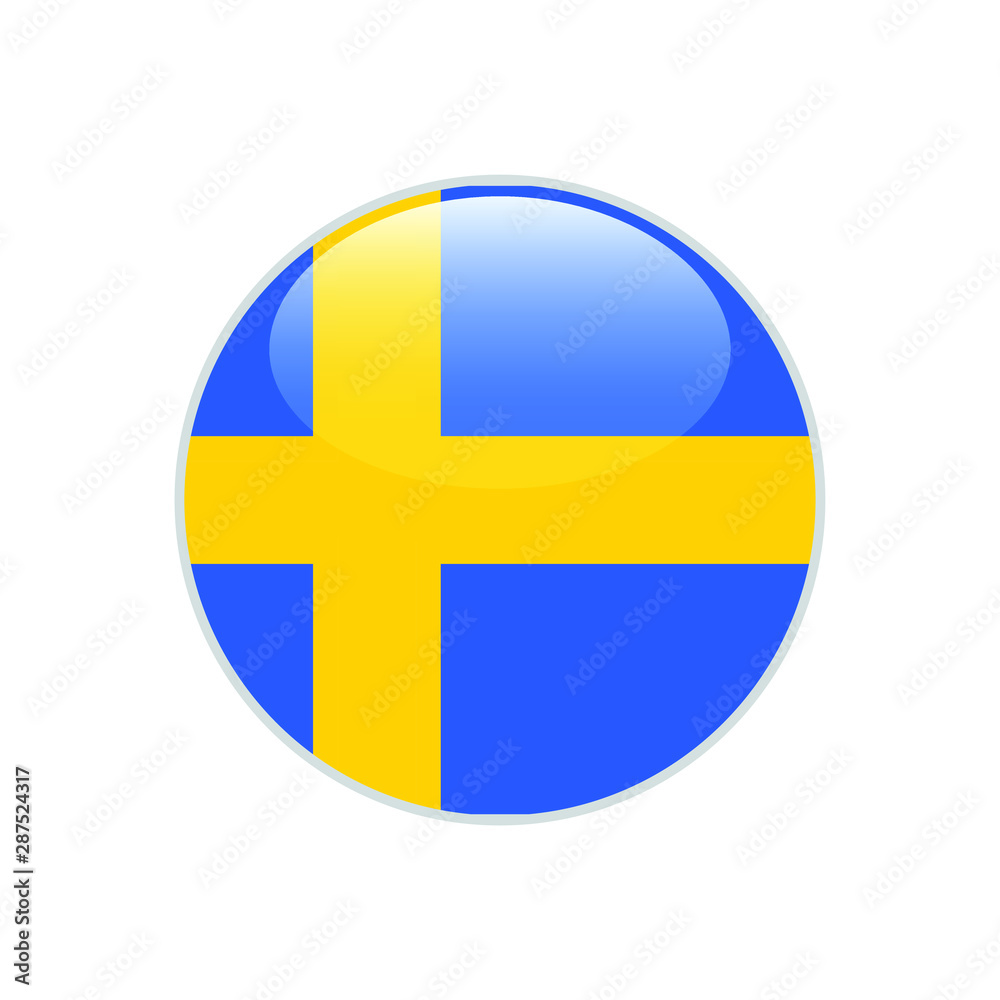 Sweden round flag . closy flag of Sweden - vector button. Sweden round flag . closy flag of Sweden - vector button.
