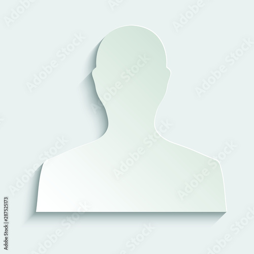  man icon. male profile.  man avatar.   paper icon  with shadow 
