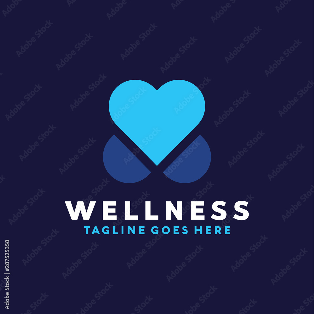 Wellness Love Logo Vector Design Template. Modern and Line Icon. Medicine And Healing Symbol.