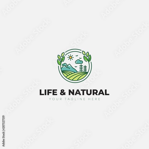 Natural and Life Landscape green logo designs