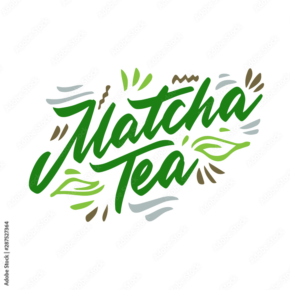 Matcha tea hand drawn illustration. Template for card banner and poster for restaurant menu and package. Vector illustration Matcha tea hand drawn illustration. Template for card banner and poster for restaurant menu and package. Vector illustration
