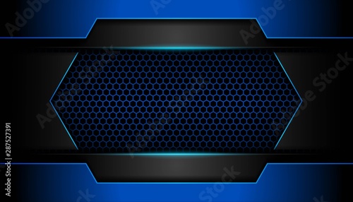 Abstract dark blue overlapping layers background with light technology concept. Vector design template for use element cover, banner, brochure, card, corporate, advertising, website