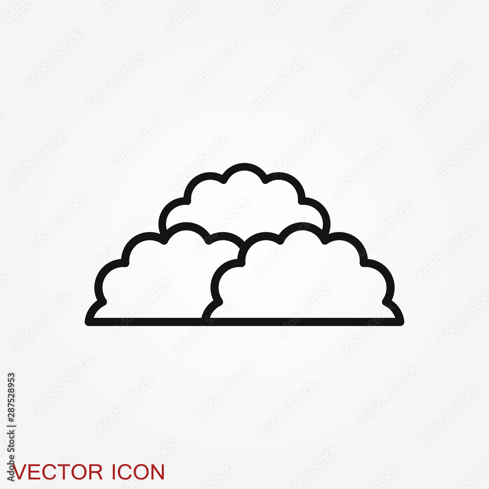 Fototapeta premium Bushes icon, vector silhouette isolated on backgorund.