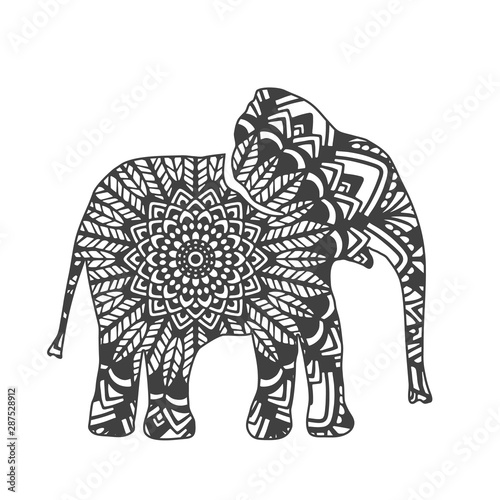 Fototapeta Naklejka Na Ścianę i Meble -  Abstract Ornamental Elephant Shape. Vector Animal for Your Design.