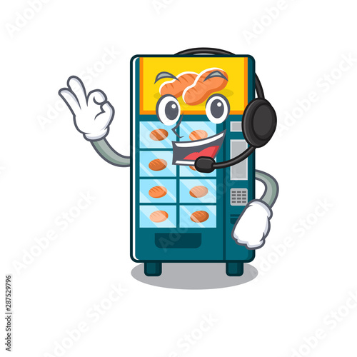 With headphone bakery vending machine in the cartoon