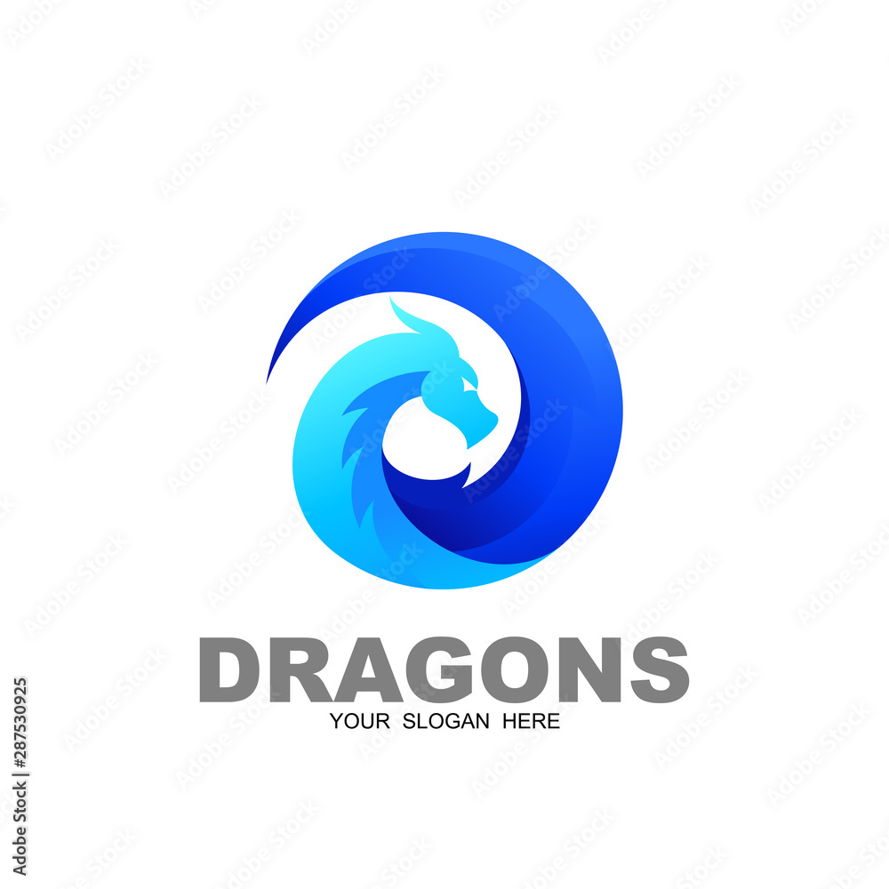 Dragon logo design template, brand logo design concept, vector illustration Dragon logo design template, brand logo design concept, vector illustration