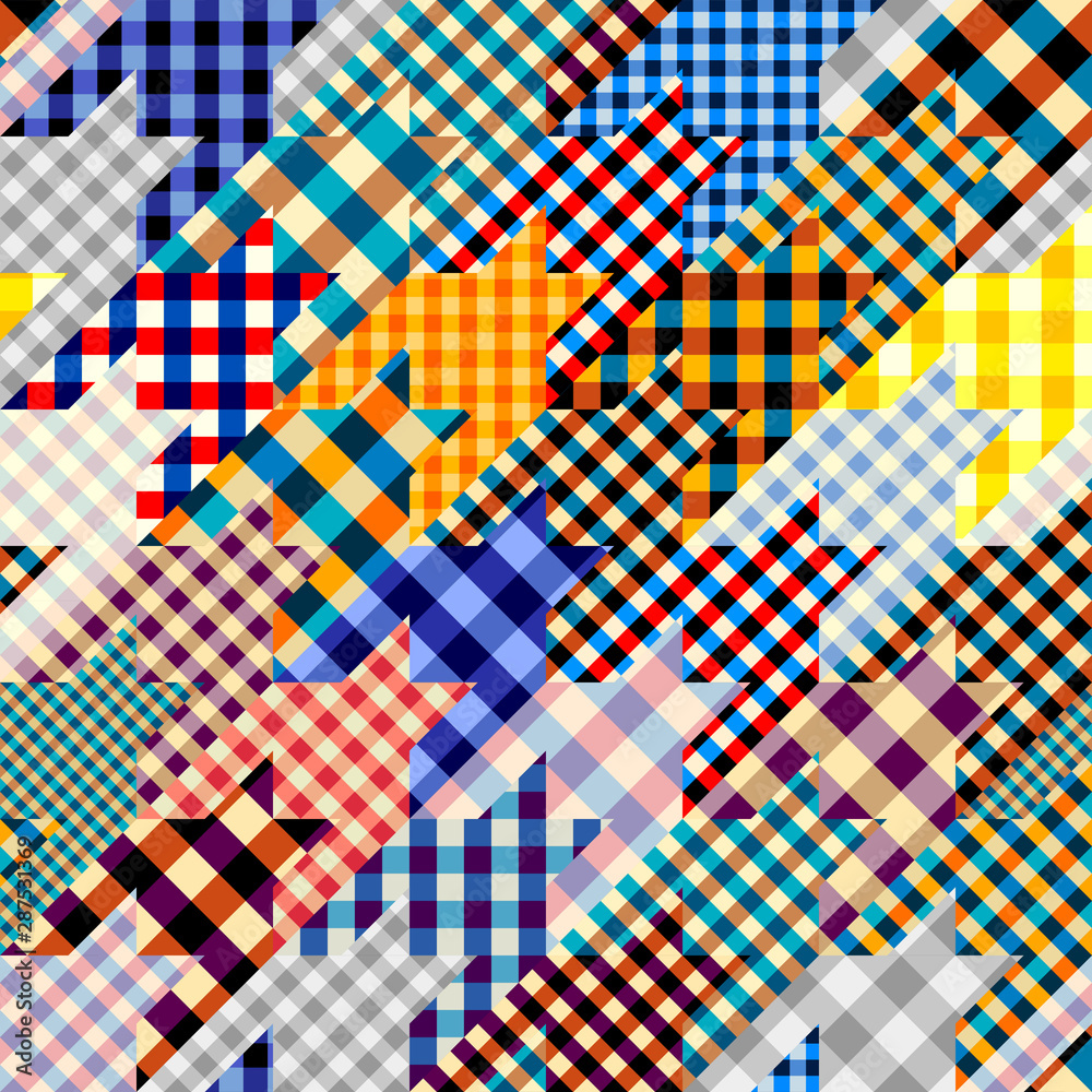 Classic Hounds-tooth pattern in a patchwork collage style. Classic Hounds-tooth pattern in a patchwork collage style.