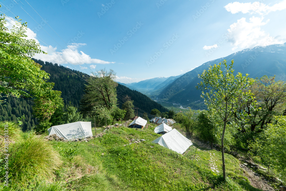 Camping site in the mountains near hamta