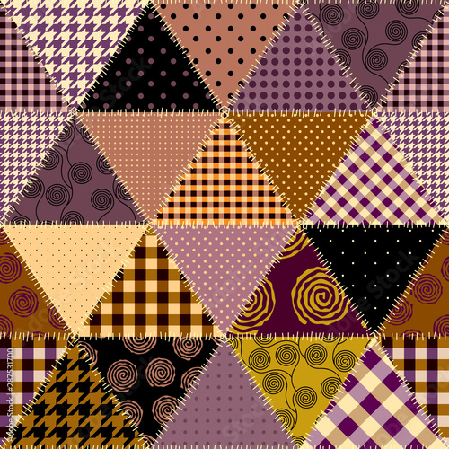 Patchwork textile pattern. Seamless quilting design background.