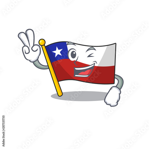 Two finger flag chile isolated with the cartoon