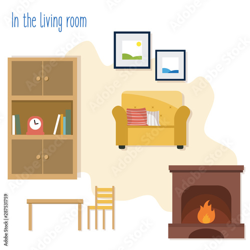 Fototapeta Naklejka Na Ścianę i Meble -  In the living room flat vector illustration set
