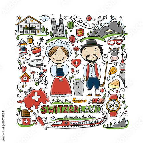 Travel to Switzerland. Greeting card for your design