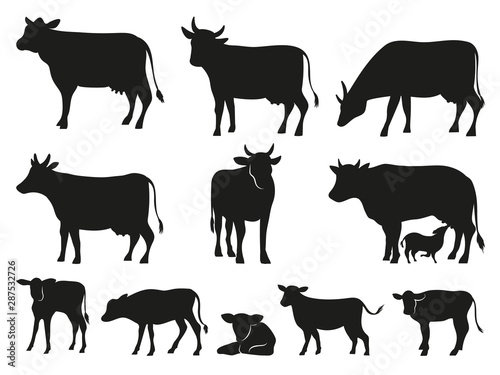 Fotobehang Cow silhouette