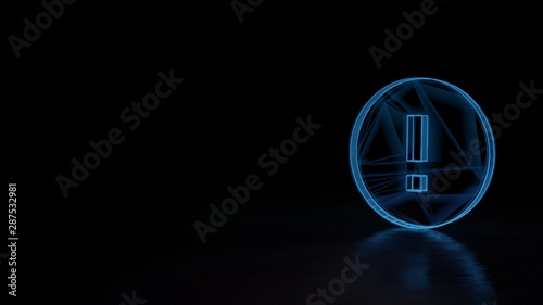 Принти на полотні 3d glowing wireframe symbol of symbol of round  isolated on black background