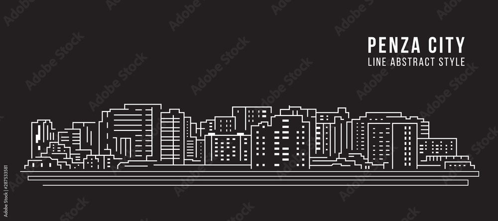 Cityscape Building Line art Vector Illustration design - Penza city