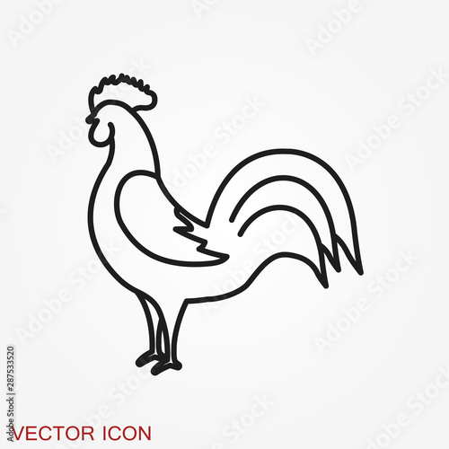 Cock icon. Rooster Flat cock icon design style vector illustrations photo
