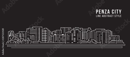 Cityscape Building Line art Vector Illustration design - Penza city
