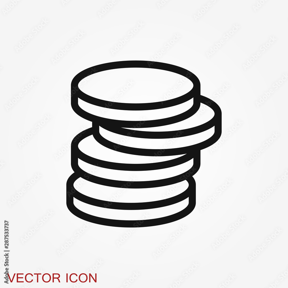 Coins Icon isolated on background. Money symbol Coins Icon isolated on background. Money symbol