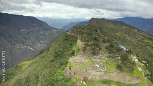 Aerial shot of the fortress of Kuelap in Peru photo