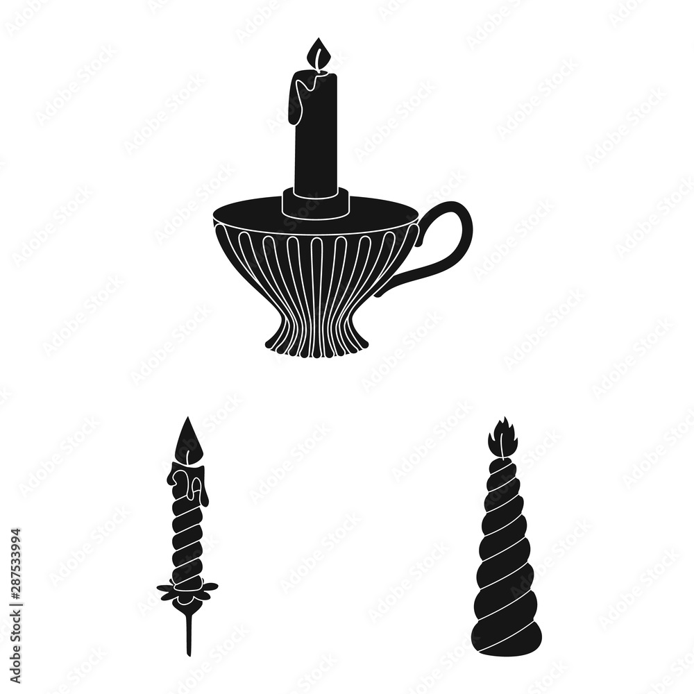 Vector illustration of candlelight and decoration icon. Collection of candlelight and wax stock vector illustration.