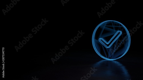 3d glowing wireframe symbol of symbol of success isolated on black background © Destrosvet