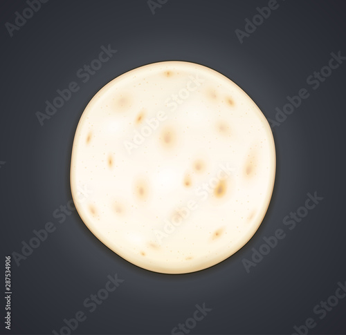 Wheat pita bread. Ingredient for cook tortilla, burrito, taco, burritos, tacos. Realistic loaves. Food design. Eps10 vector illustration.