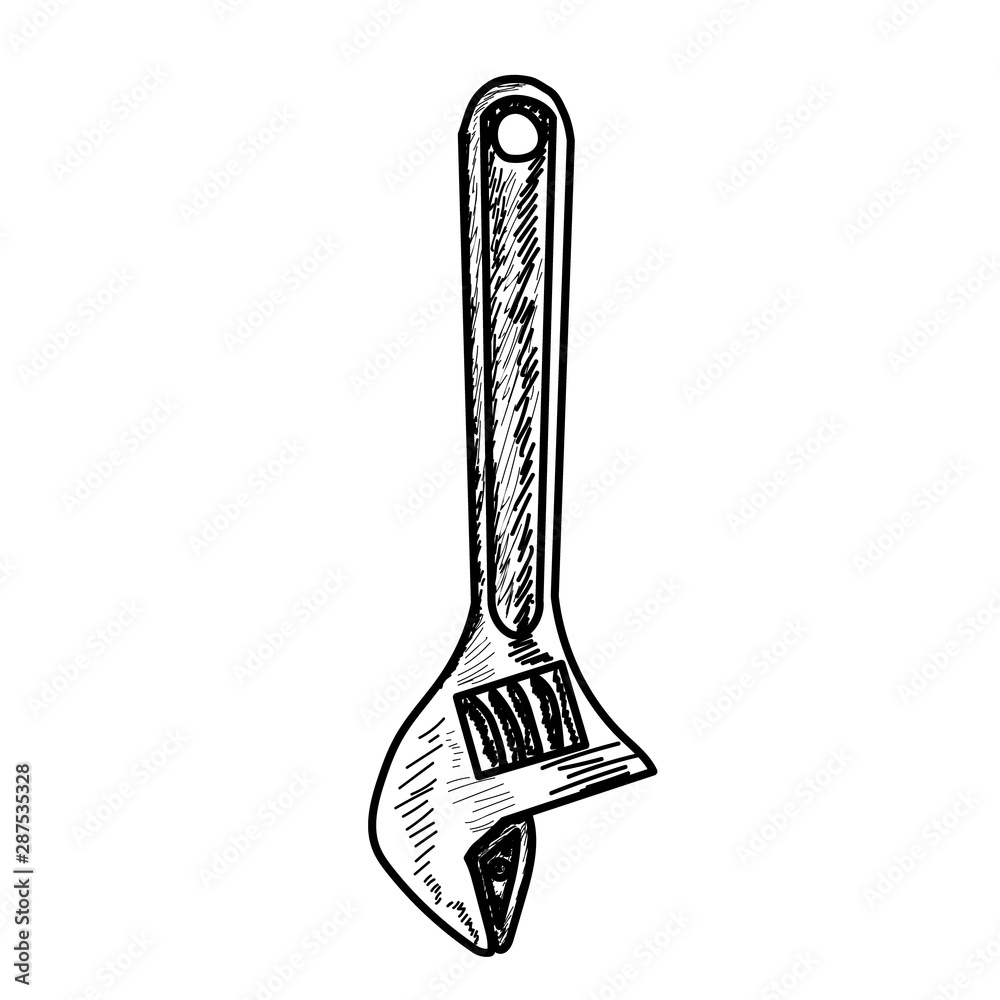 vector, on a white background, tool wrench sketch vector, on a white background, tool wrench sketch