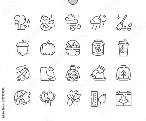 Autumn Well-crafted Pixel Perfect Vector Thin Line Icons 30 2x Grid for Web Graphics and Apps. Simple Minimal Pictogram