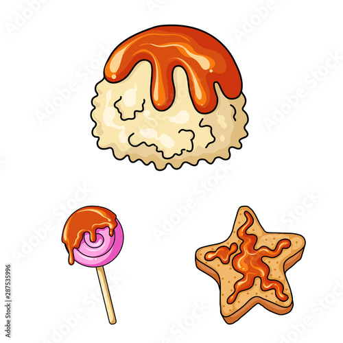 Vector illustration of dessert and sweet symbol. Set of dessert and food stock symbol for web.