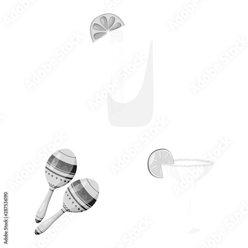 Isolated object of fajita and fiesta icon. Collection of fajita and celebration stock vector illustration.