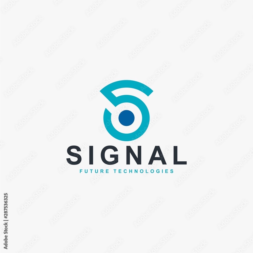Wireless signal logo design vector. Letter S outline logo. Signal illustration. Blue colors logo design. Wireless signal logo design vector. Letter S outline logo. Signal illustration. Blue colors logo design.