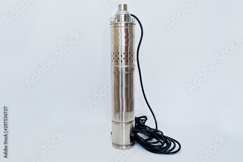 Deep well submersible pump isolated on white.