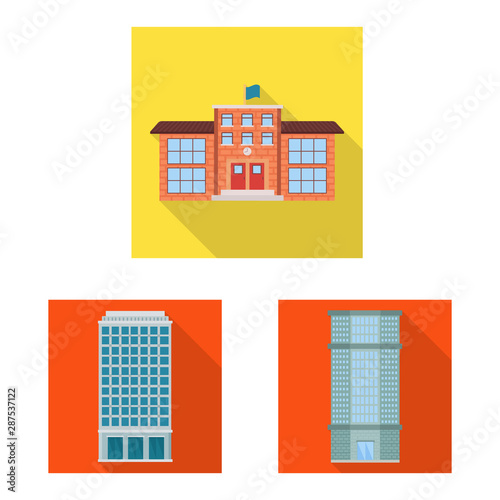 Isolated object of municipal and center logo. Set of municipal and estate stock vector illustration.