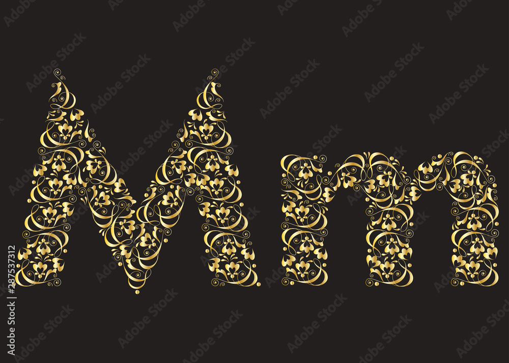 letter M in floral vignettes letter M in floral vignettes