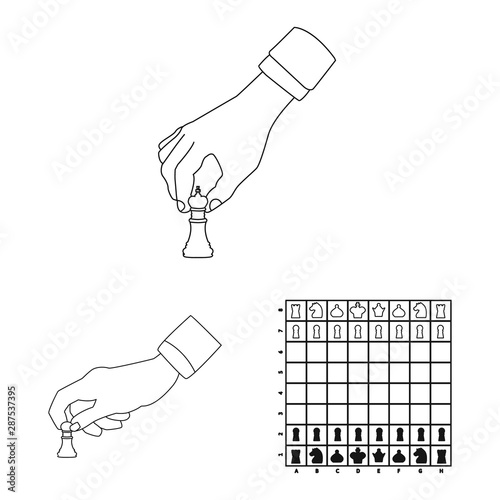 Isolated object of piece and strategy symbol. Set of piece and play stock symbol for web.