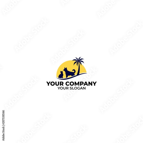 Bay Beach Veterinary Logo Design Vector