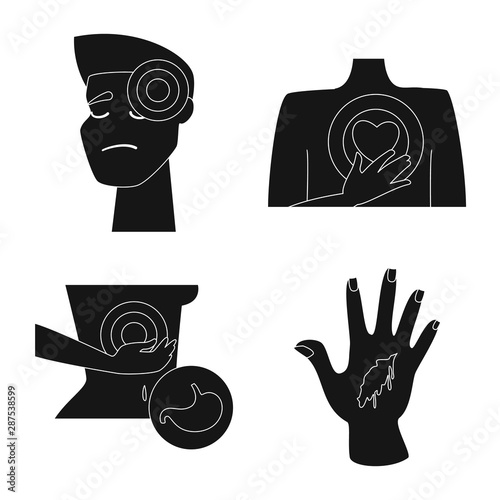 Vector illustration of first and help sign. Set of first and disease vector icon for stock.