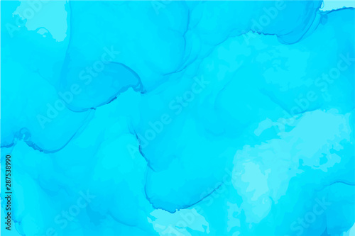Light blue watercolor texture background. Alcohol vector ink art.