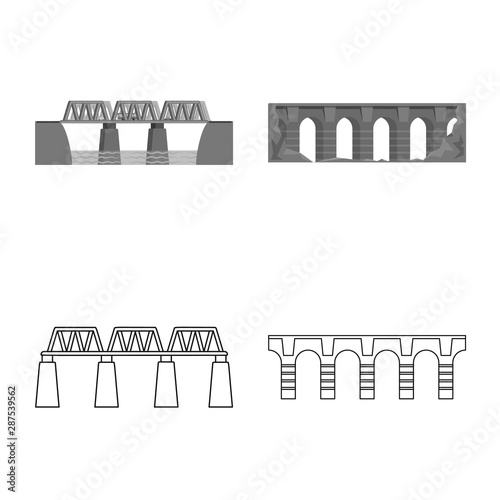 Vector illustration of connection and design symbol. Set of connection and side stock vector illustration.