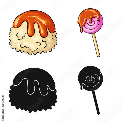 Vector illustration of confectionery and culinary symbol. Collection of confectionery and product stock symbol for web.