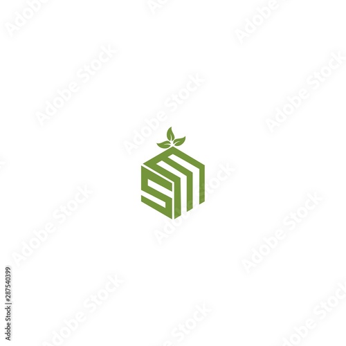 SM Diamond with leaf Logo Design