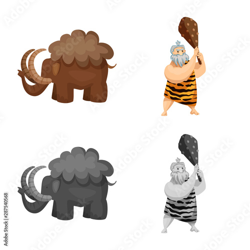 Vector illustration of evolution and prehistory logo. Set of evolution and development stock symbol for web.