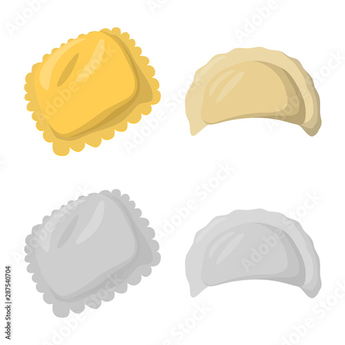 Isolated object of products and cooking sign. Set of products and appetizer stock vector illustration.