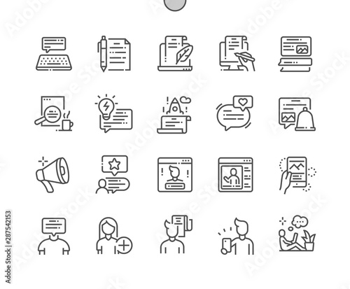 Blog Well-crafted Pixel Perfect Vector Thin Line Icons 30 2x Grid for Web Graphics and Apps. Simple Minimal Pictogram