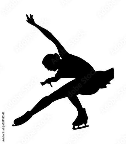 Silhouettes girls skaters. Figure skating. Black and white illustration of a figure skater. Winter sport.