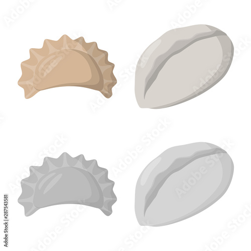 Vector illustration of products and cooking symbol. Collection of products and appetizer vector icon for stock.