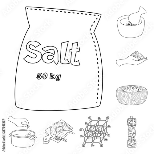 Vector illustration of sodium and mineral symbol. Set of sodium and kitchen vector icon for stock.