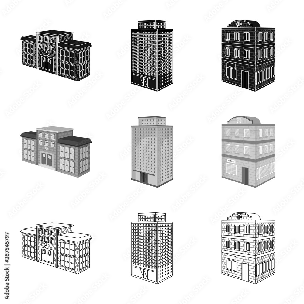 Vector design of construction and building sign. Collection of construction and estate stock vector illustration.