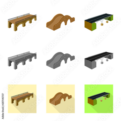 Vector illustration of connection and design sign. Collection of connection and side stock symbol for web.
